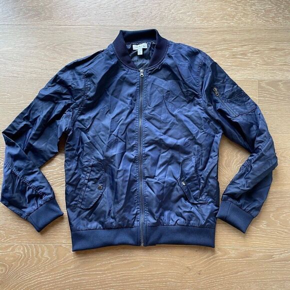 THE RAIL Zip Up Bomber Jacket Men Large Blue Long Sleeve - Picture 1 of 7